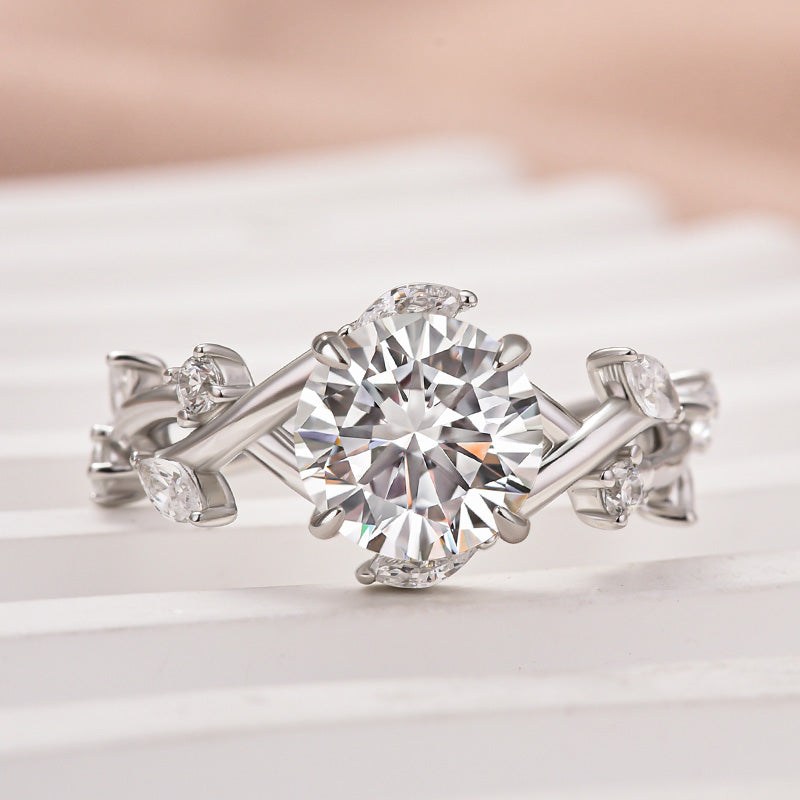 Rodiffy Moissanite 2.0 Ct Vintage Vine Design Engagement Ring