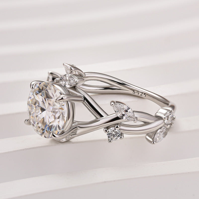 Rodiffy Moissanite 2.0 Ct Vintage Vine Design Engagement Ring