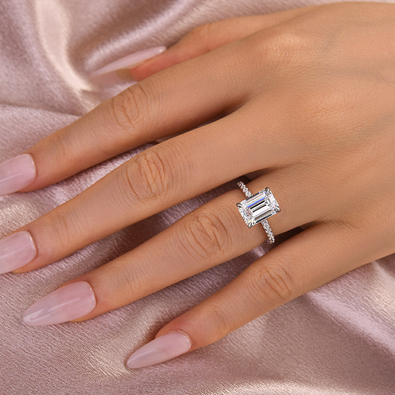 Rodiffy Moissanite 3.5 Ct Emerald Cut Engagement Ring For Women