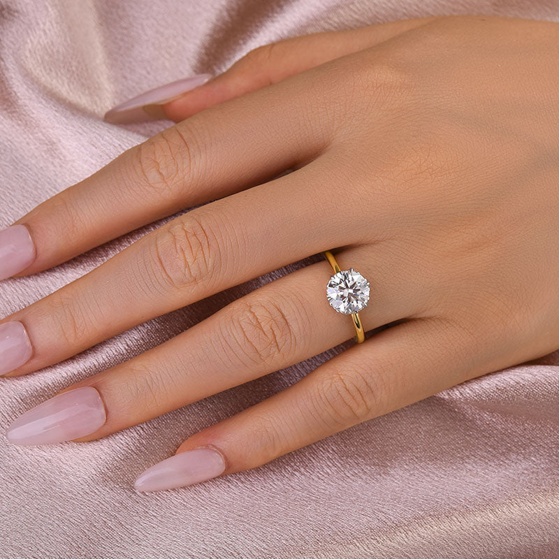 Rodiffy Moissanite Two-tone 2.0 Ct Round Cut Promise Ring For Women