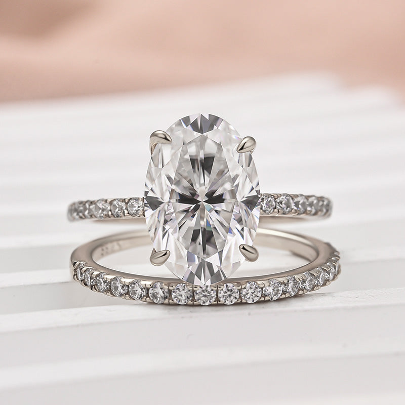 Rodiffy Moissanite 4.0 Ct Oval Cut White Gold Wedding Ring For Women