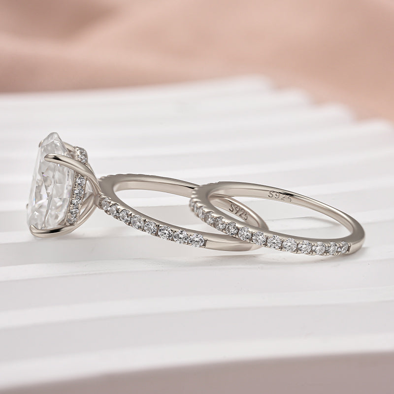 Rodiffy Moissanite 4.0 Ct Oval Cut White Gold Wedding Ring For Women