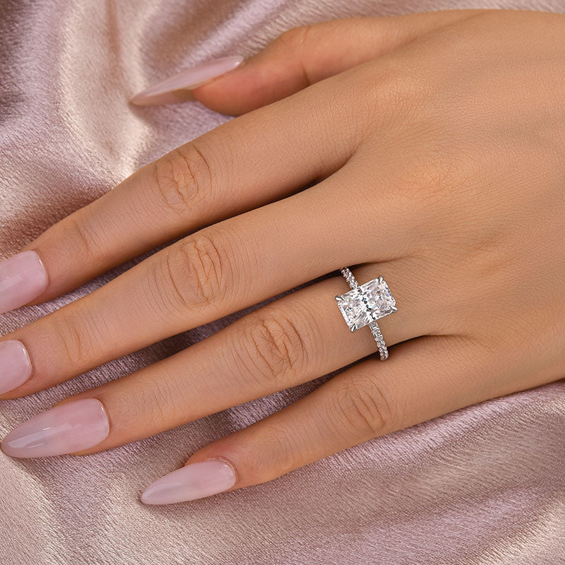 Rodiffy Moissanite 2.0 Ct~3.5 Ct Radiant Cut White Gold Engagement Ring For Women
