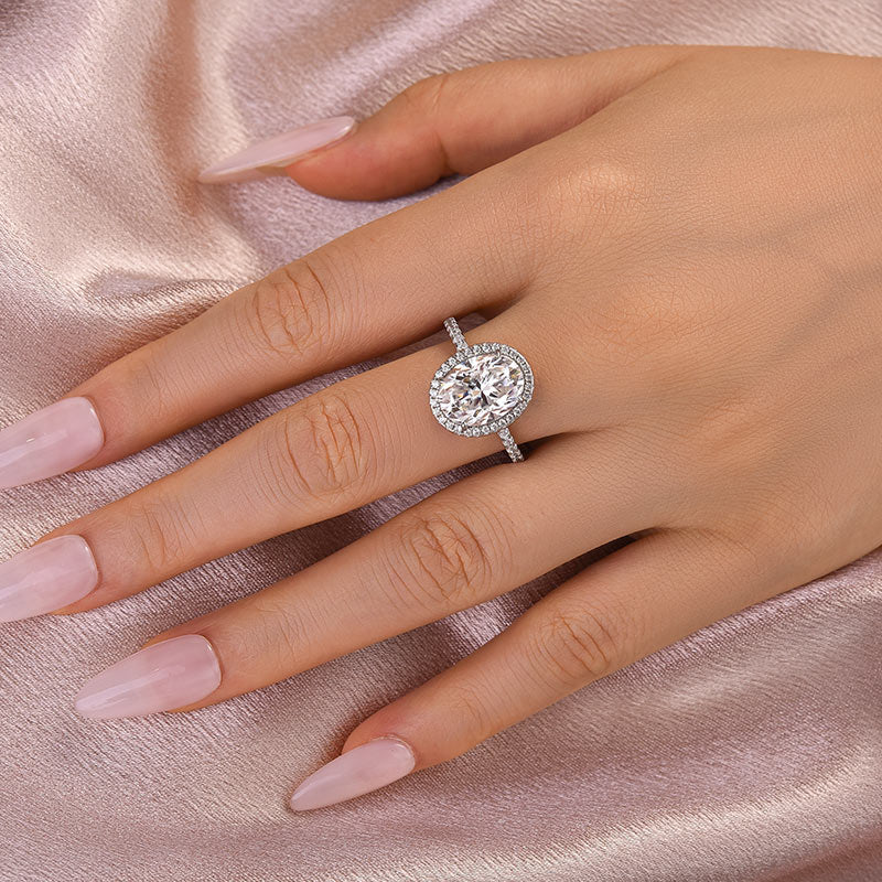 Rodiffy Moissanite 4.5 Ct Oval White Gold Promise Ring