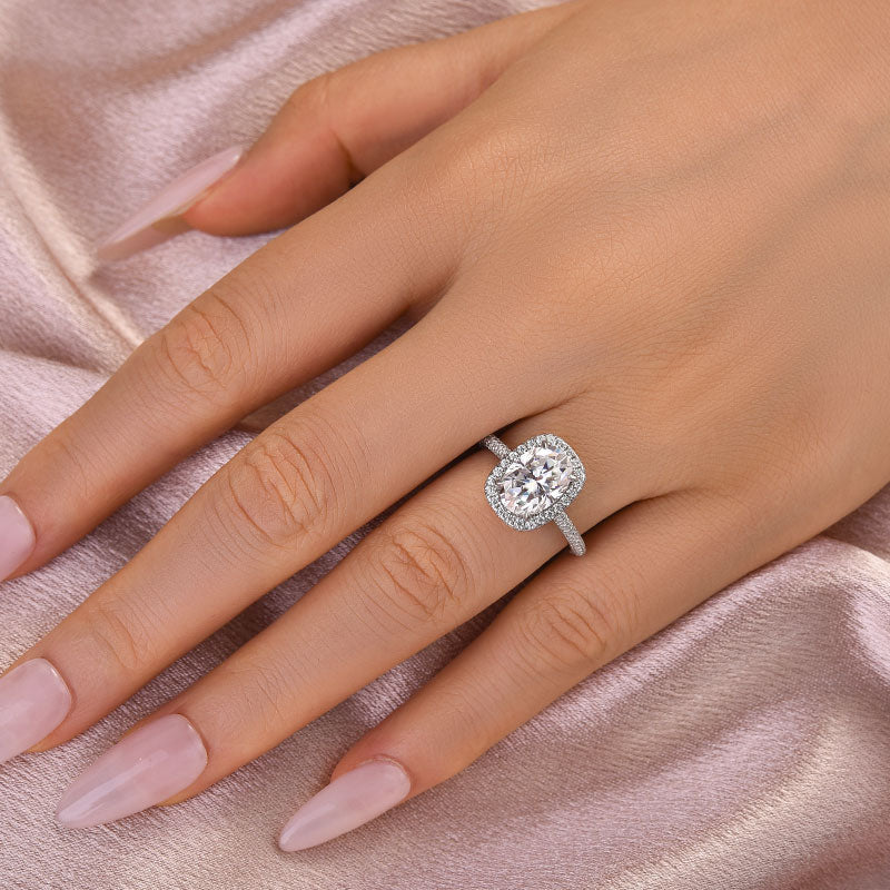 Rodiffy Moissanite 2.5 Ct Halo Oval Cut Promise Ring For Women