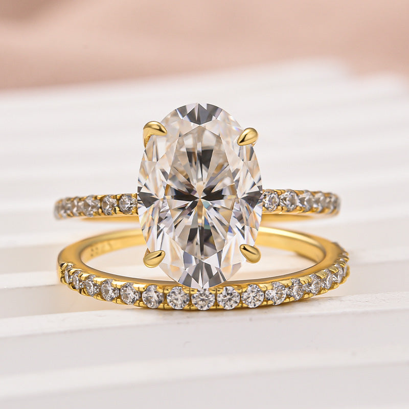 Rodiffy Moissanite 4.0 Ct Oval Cut Yellow Gold Wedding Ring For Women