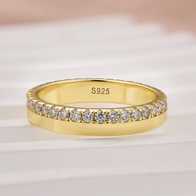 Rodiffy 0.48ct Round Brilliant Cut Moissanite Diamond Eternity Band in Yellow Gold