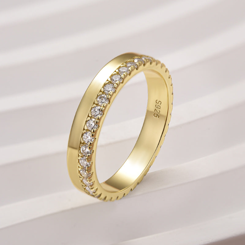 Rodiffy 0.48ct Round Brilliant Cut Moissanite Diamond Eternity Band in Yellow Gold