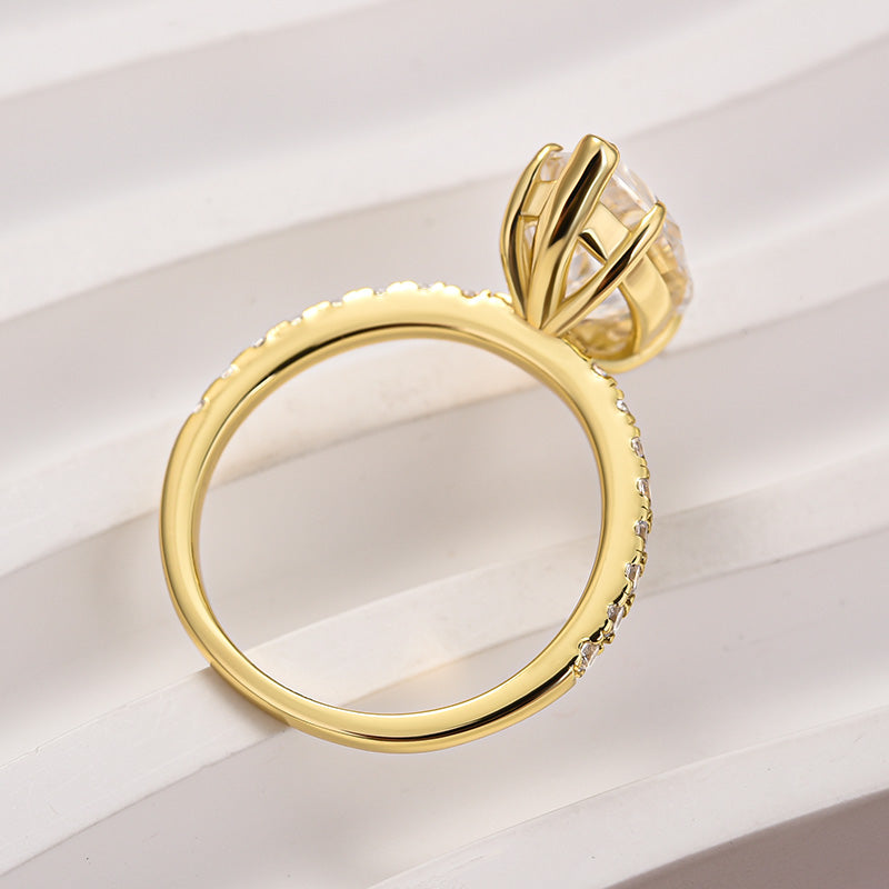 Rodiffy Moissanite 4.0 Ct Marquise Cut Yellow Gold Half-Coverage Engagement Ring