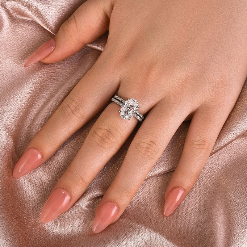 Rodiffy Moissanite 4.0 Ct Oval Cut White Gold Wedding Ring For Women