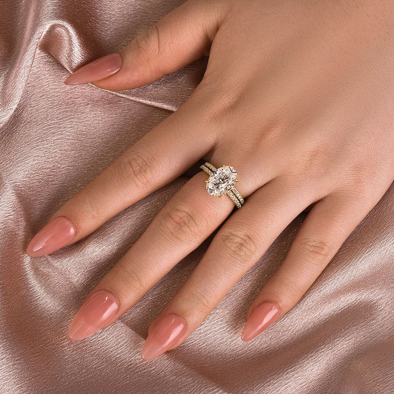 Rodiffy Moissanite 4.0 Ct Oval Cut Yellow Gold Wedding Ring For Women