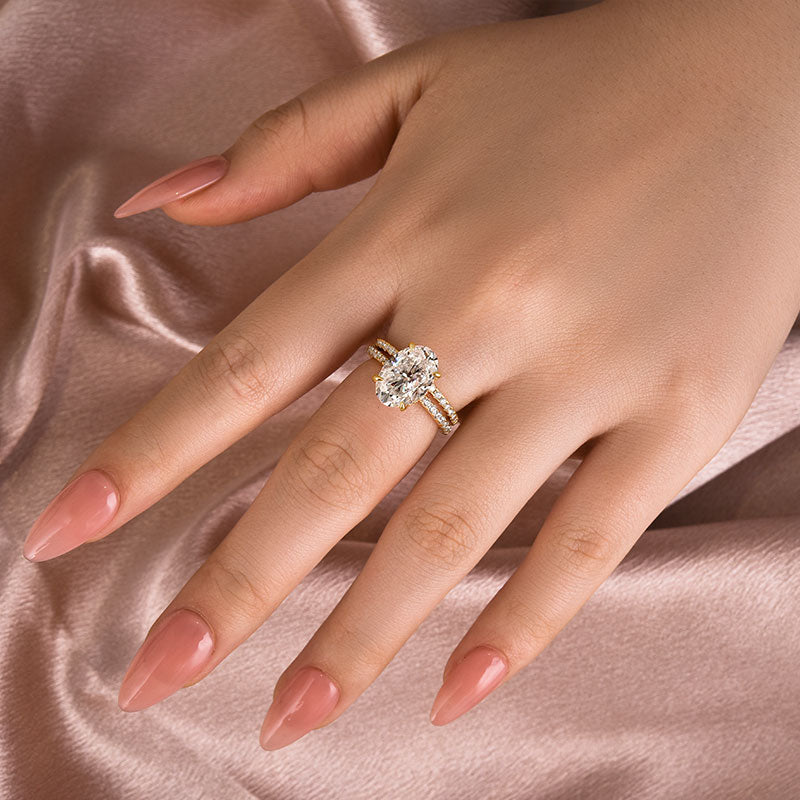 Rodiffy Moissanite 4.0 Ct Oval Cut Yellow Gold Wedding Ring For Women