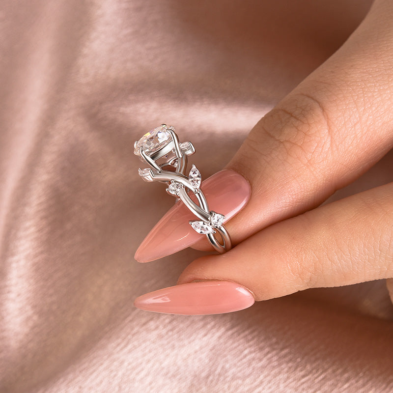 Rodiffy Moissanite 2.0 Ct Vintage Vine Design Engagement Ring