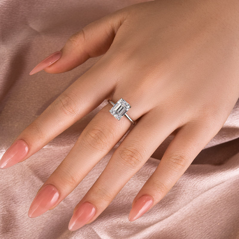 Rodiffy Moissanite 3.5 Ct Emerald Cut Solitaire Engagement Ring For Her