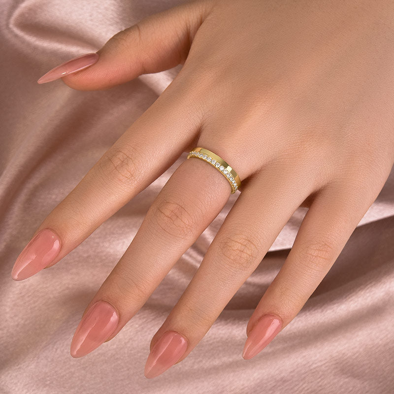 Rodiffy 0.48ct Round Brilliant Cut Moissanite Diamond Eternity Band in Yellow Gold