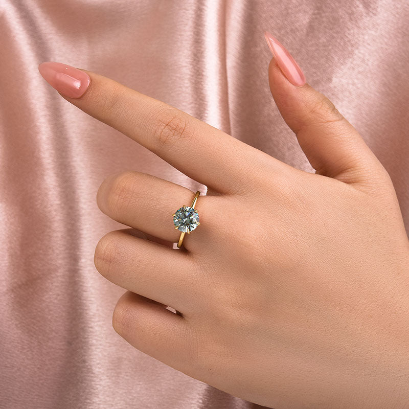 Rodiffy Moissanite 2.0 Ct Round Cut Paraiba Tourmaline Engagement Ring