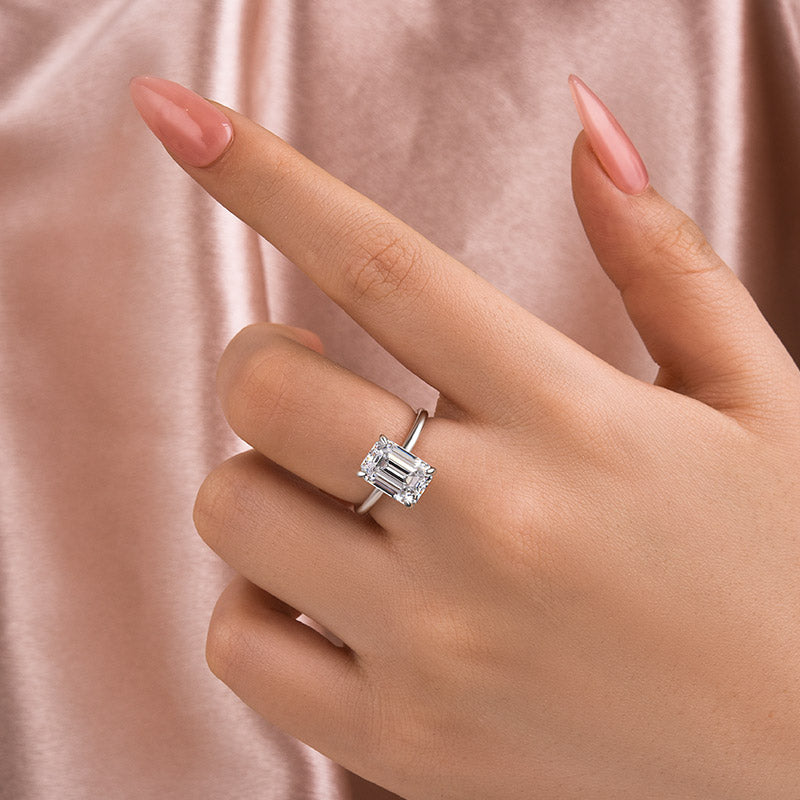 Rodiffy Moissanite 3.5 Ct Emerald Cut Solitaire Engagement Ring For Her