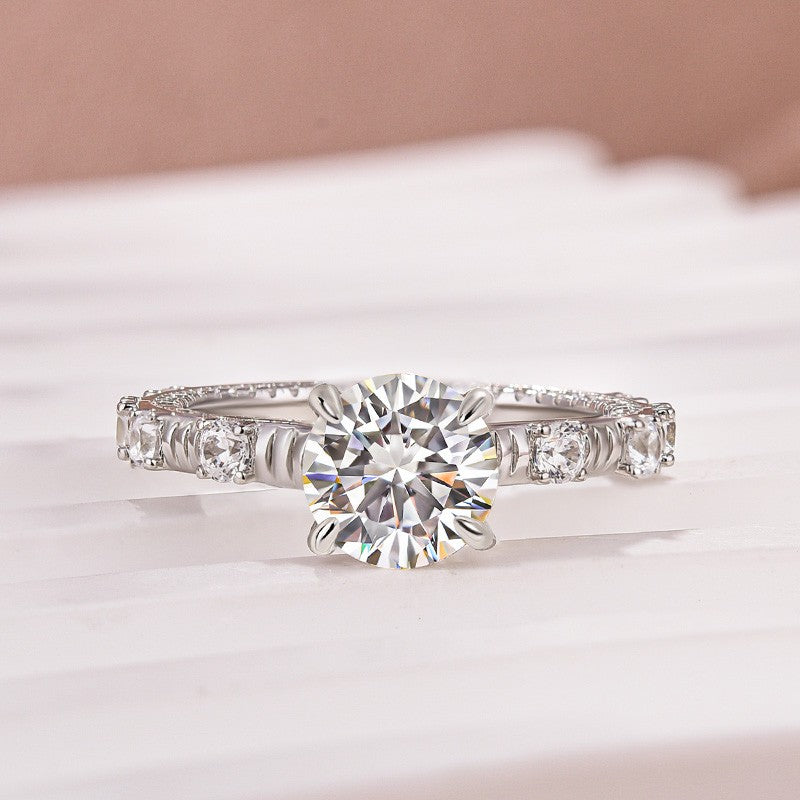 Moissanite 1.2 Ct Round Cut White Gold Engagement Ring