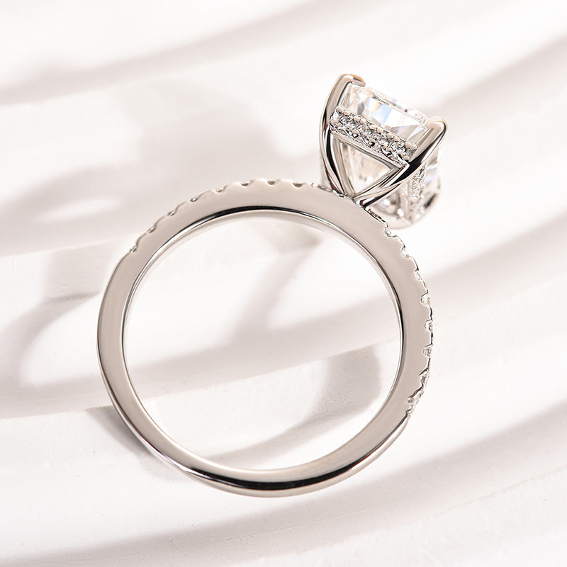 Rodiffy Moissanite 2.0 Ct~3.5 Ct Radiant Cut White Gold Engagement Ring For Women