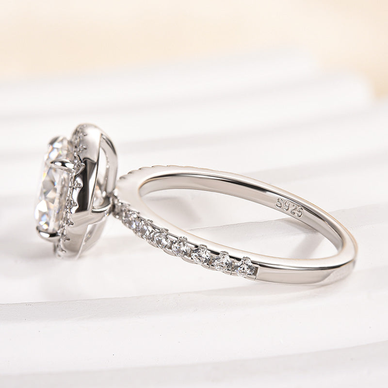 Rodiffy Moissanite 2.0 Ct Halo Round Cut White Gold Engagement Ring