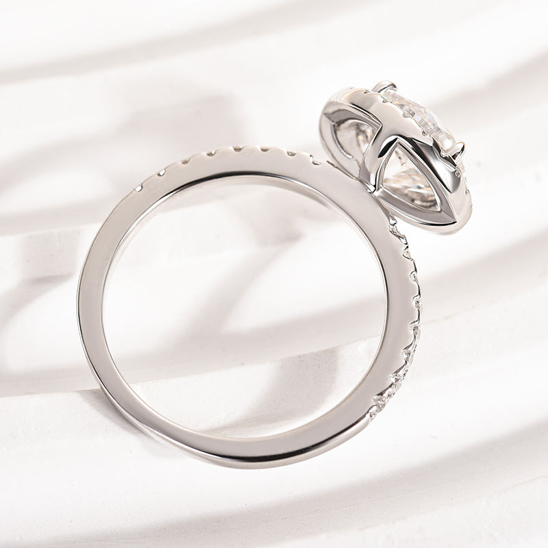 Rodiffy Moissanite 2.0 Ct Halo Round Cut White Gold Engagement Ring