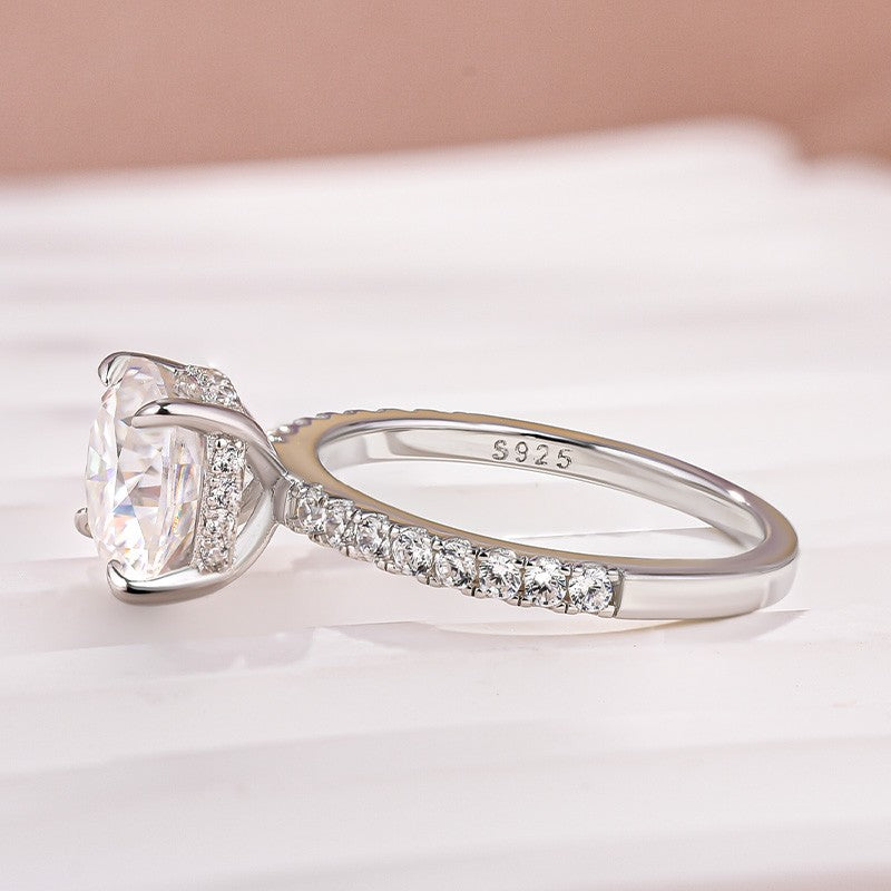 Moissanite 2.5 Ct Square Cushion Cut White Gold Promise Bridal Ring