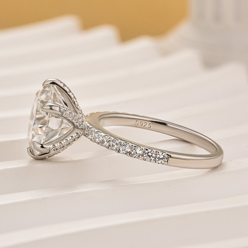 Moissanite 4.0 Ct Round Cut 6 Prong White Gold Promise Ring For Women