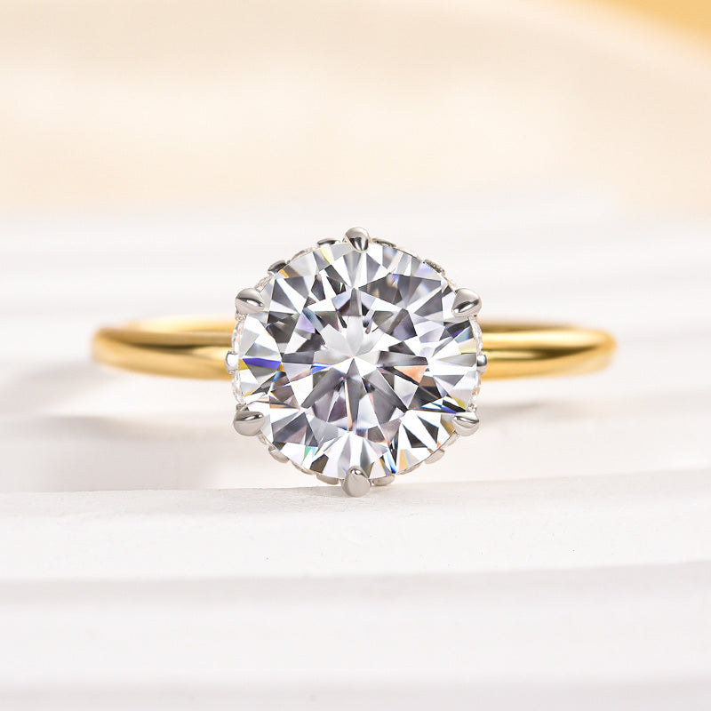 Rodiffy Moissanite Two-tone 2.0 Ct Round Cut Promise Ring For Women