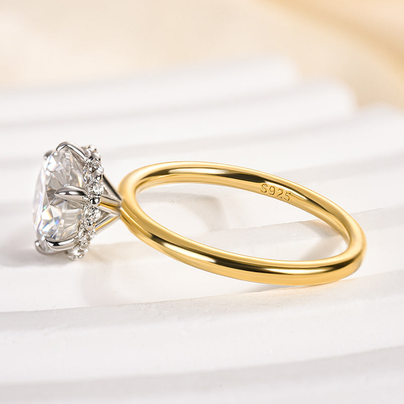 Rodiffy Moissanite Two-tone 2.0 Ct Round Cut Promise Ring For Women