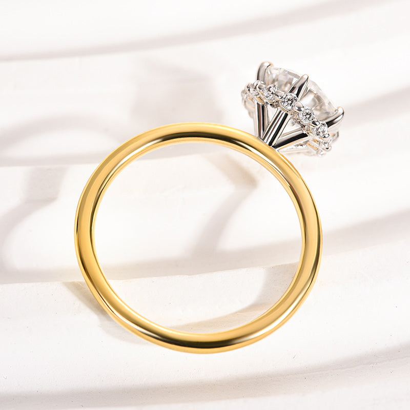 Rodiffy Moissanite Two-tone 2.0 Ct Round Cut Promise Ring For Women