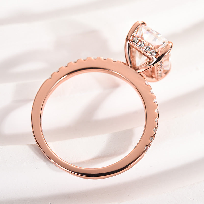 Rodiffy Moissanite 2.0 Ct~3.5 Ct Radiant Cut Rose Gold Engagement Ring For Women