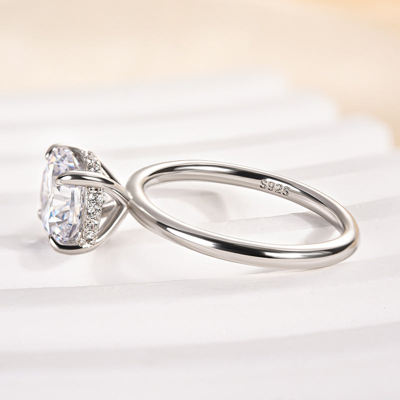Rodiffy Moissanite 2.0 Ct Round Cut White Gold Promise Ring