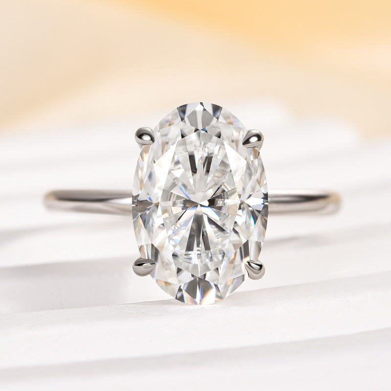 Rodiffy Moissanite 4.0Ct~5.5Ct Oval Cut Promise Ring For Women