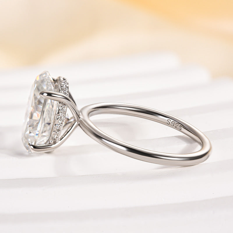 Rodiffy Moissanite 4.0Ct~5.5Ct Oval Cut Promise Ring For Women