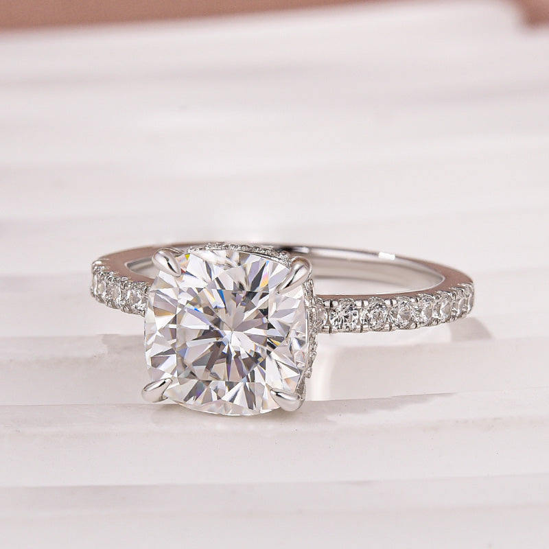 Rodiffy Moissanite 2.0Ct -2.5Ct Square Cushion Promise Bridal Ring