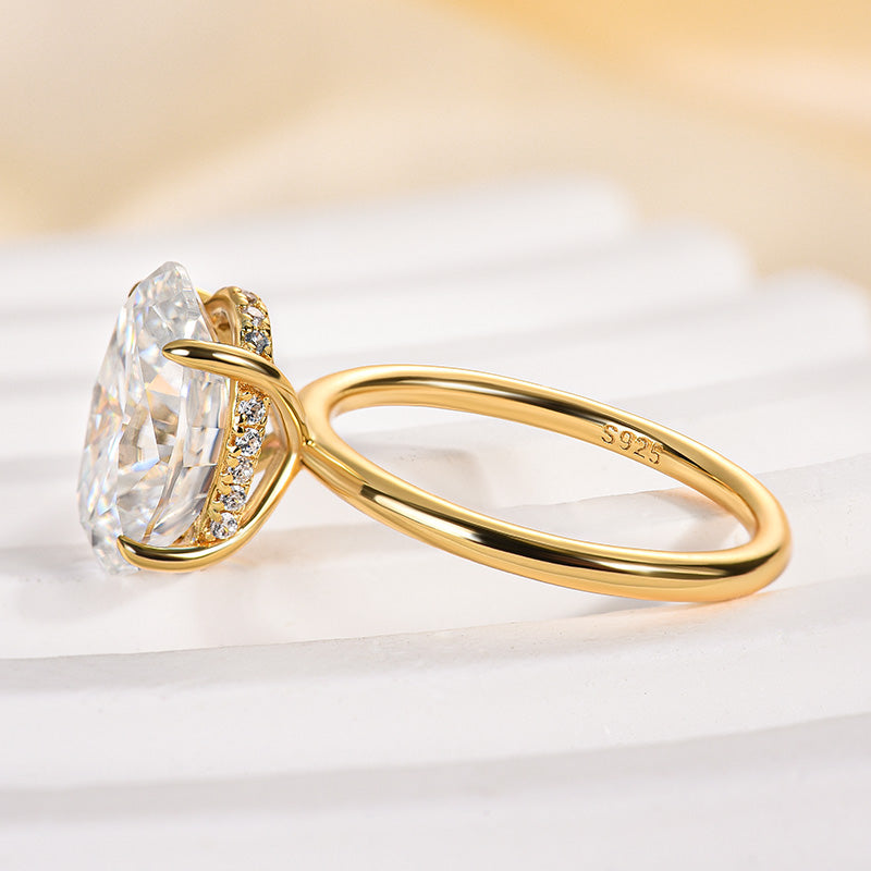 Rodiffy Moissanite 2.0 Ct ~5.5 Ct Oval Cut Yellow Gold Promise Ring For Women