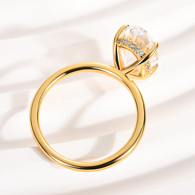 Rodiffy Moissanite 2.0 Ct ~5.5 Ct Oval Cut Yellow Gold Promise Ring For Women