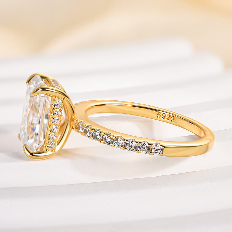Rodiffy Moissanite 2.0 Ct~3.5 Ct Radiant Cut Yellow Gold Engagement Ring For Women