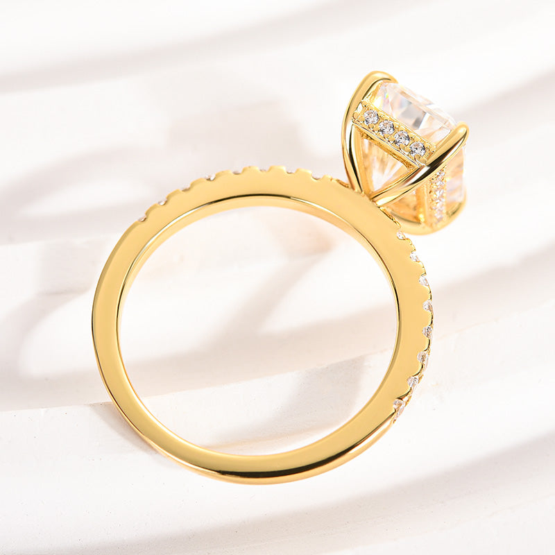 Rodiffy Moissanite 2.0 Ct~3.5 Ct Radiant Cut Yellow Gold Engagement Ring For Women