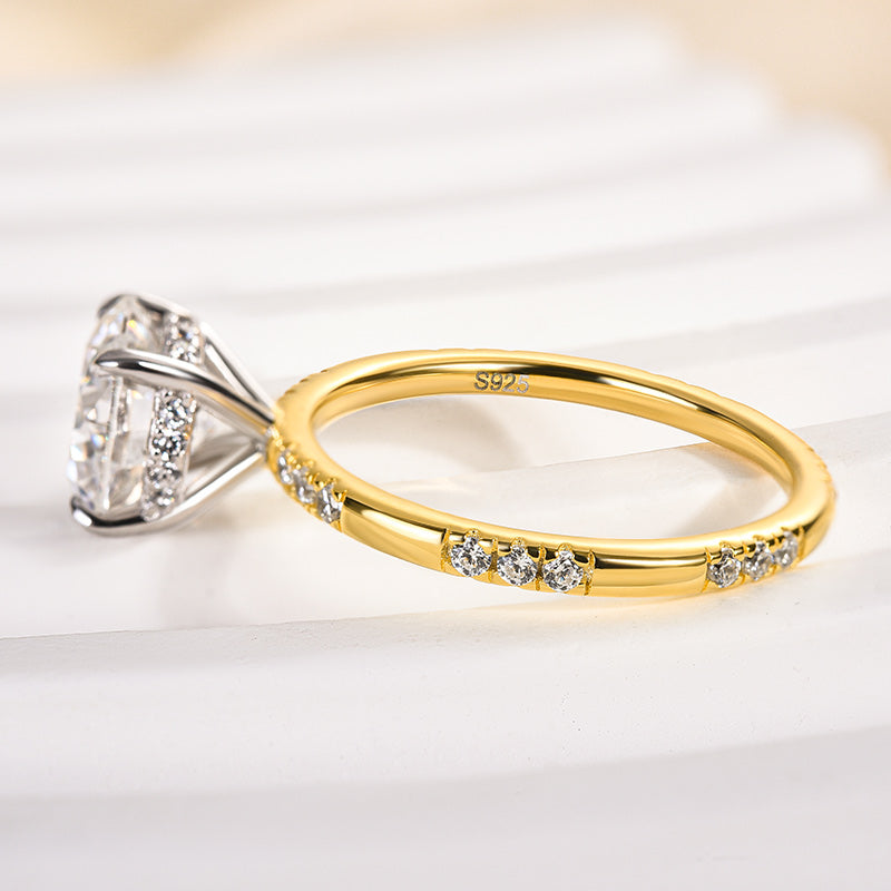 Rodiffy Moissanite 2.0Ct Round Cut Elegant Two-tone Engagement Ring