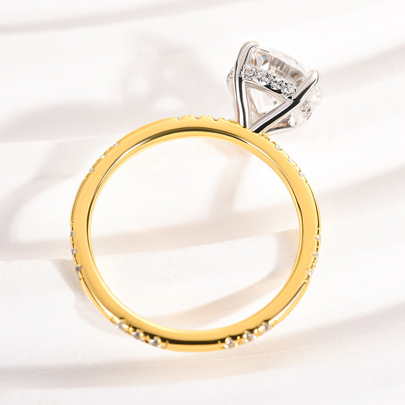 Rodiffy Moissanite 2.0Ct Round Cut Elegant Two-tone Engagement Ring