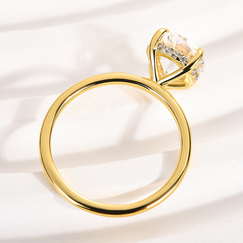 Rodiffy Moissanite 2.0 Ct ~4.0Ct Round Cut Yellow Gold Promise Ring