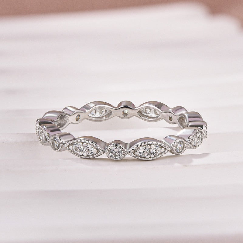 Moissanite 0.3Ct White Gold Pavé Eternity Wedding Ring