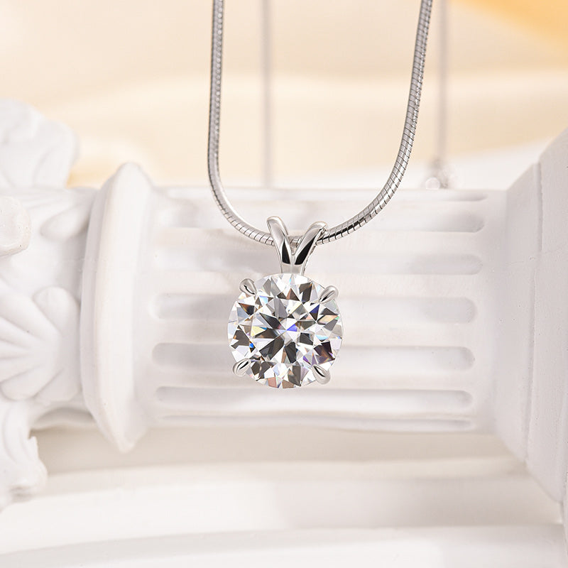 Rodiffy Moissanite 3.0 Ct Round Cut White Gold Pendant Necklace