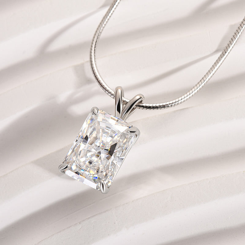 Rodiffy Moissanite 4.5 Ct Radiant Cut White Gold Pendant Necklace