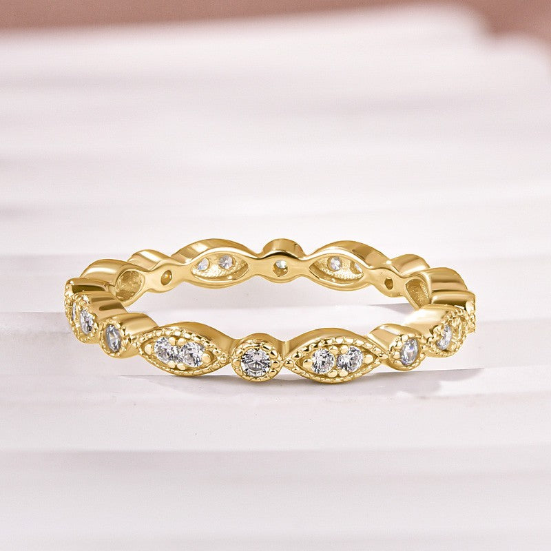 Moissanite 0.3Ct Yellow Gold Pavé Eternity Wedding Ring