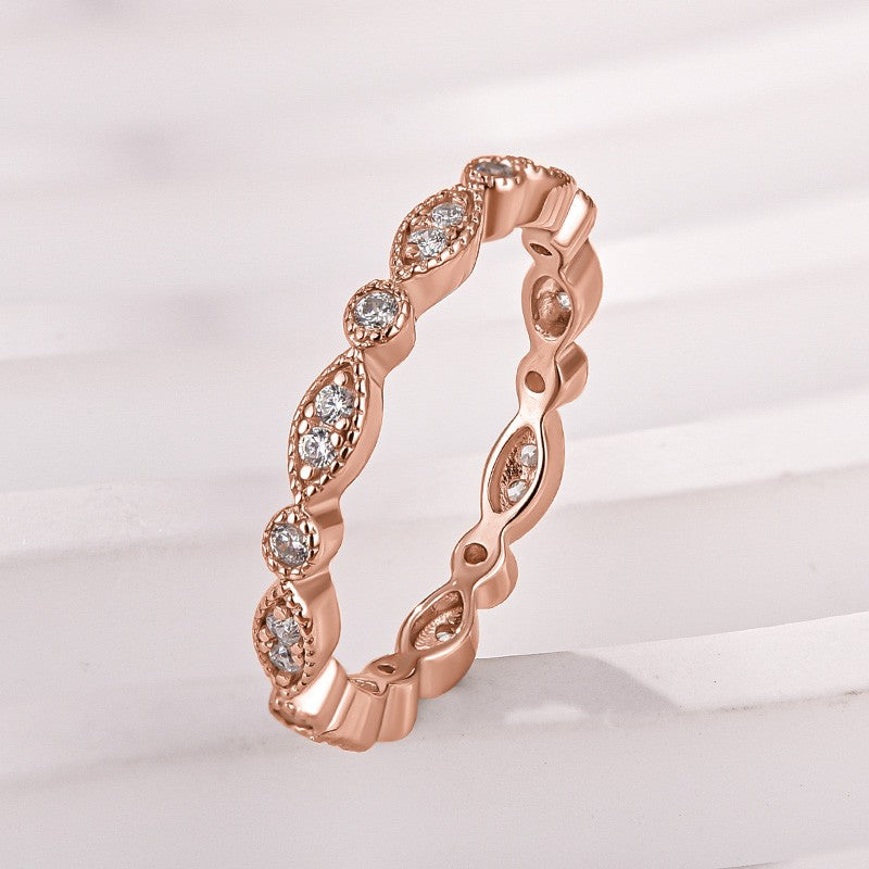 Moissanite 0.3Ct Rose Gold Pavé Eternity Wedding Ring
