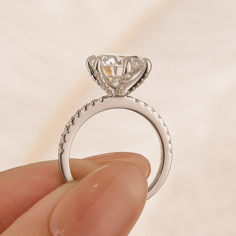 Moissanite 4.0 Ct Round Cut 6 Prong White Gold Promise Ring For Women