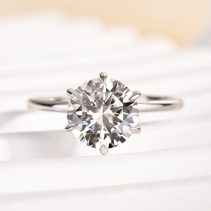 Rodiffy Moissanite 2.0 Ct ~ 4.0 Ct Round Cut 6 Prong Engagement Ring For Women