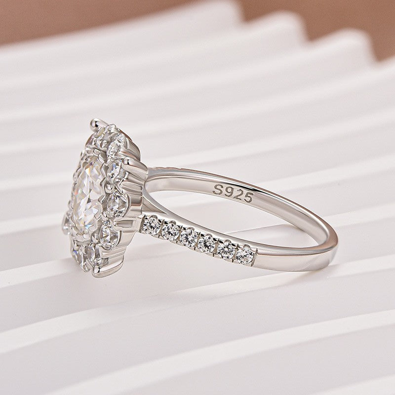 Moissanite 1.2Ct Halo Round Cut White Gold Engagement Ring